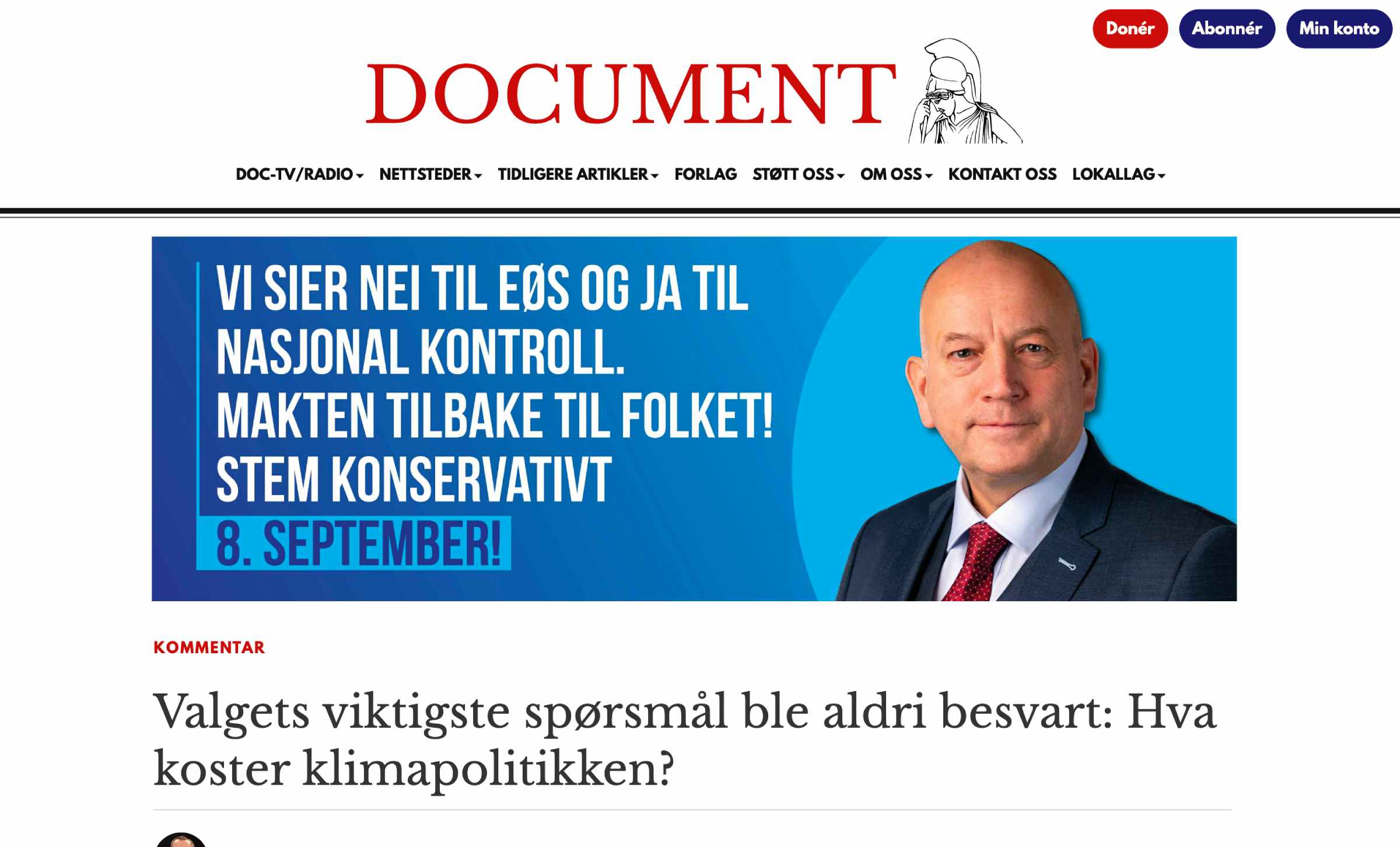 Eksempel på toppbanner i artikkel