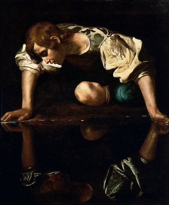 846px-Narcissus-Caravaggio_(1594-96)_edited