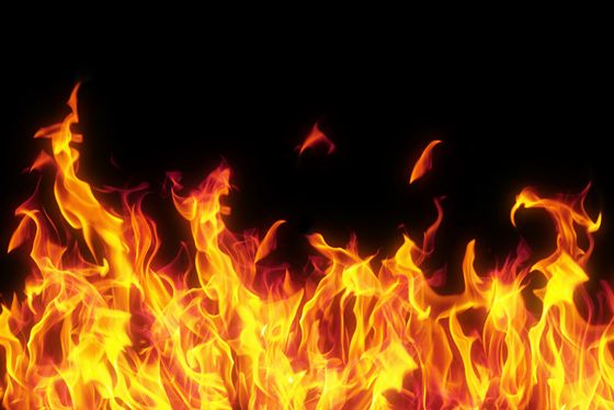 flame isolated over black background