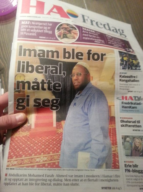 Islam viser sitt ansikt på Hedmarken. Ikke spesielt liberal imam sparkes fordi han er for liberal.