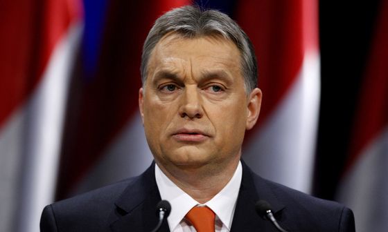 Hungarian Prime Minister Viktor Orban presents his annual state-of-the-nation speech in Budapest, February 22, 2013. Orban said in a state of the nation speech that the country would end its external financial and energy dependence and promised to help all Hungarians out of their crushing foreign currency denominated debts. He used the speech as a campaign platform ahead of elections due in 2014, telling his audience that the opposition served the interests of foreign powers and banks. REUTERS/Bernadett Szabo (HUNGARY - Tags: POLITICS)