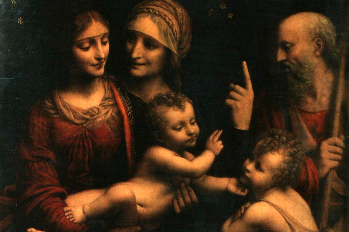 Bernardino Luini (ca. 1481-1532), den hellige familie med St. Anna og lille Johannes døperen&nbsp;<span>(+)</span>