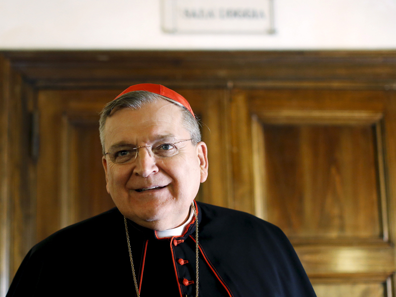 Cardinal Raymond Leo Burke attends a news conference by the conservative Catholic group "Voice of the Family" in Rome, on October 15, 2015. Photo courtesy of REUTERS/Alessandro Bianchi