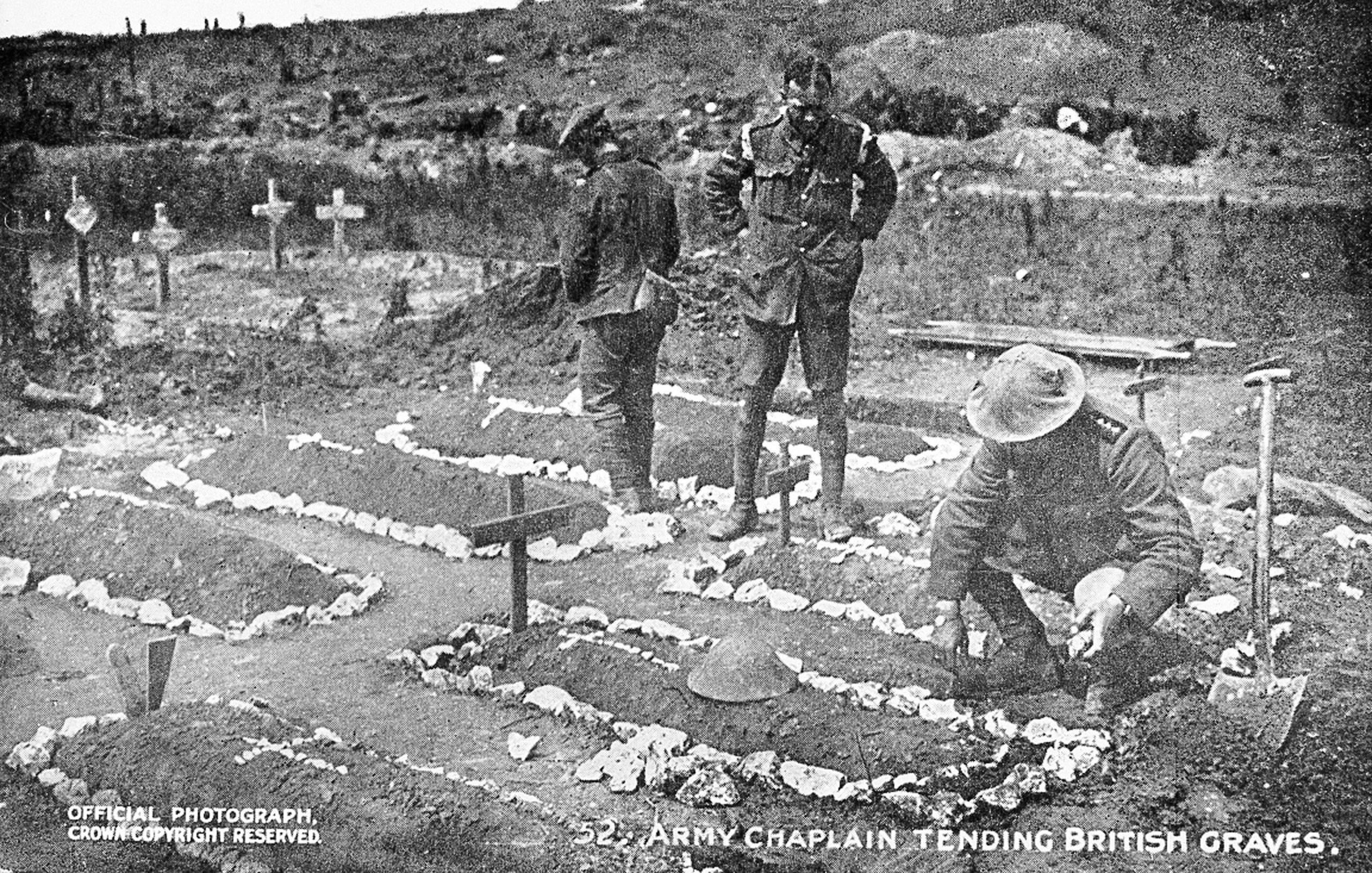 Army Chaplain tending British graves, Western Front (c.1916-18)&nbsp;<span>(+)</span>