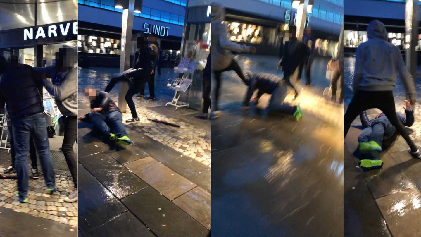 Jubler og filmer mens de slår og sparker tilfeldig offer&nbsp;<span>(+)</span>