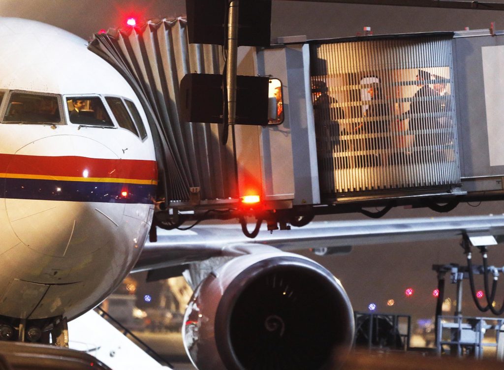 An aircraft prepares as it is scheduled to carry 50 Afghan failed asylum seekers back to Afghanistan at the airport in Frankfurt, Germany, Wednesday, Dec. 14, 2016. Later Wednesday a group of rejected Afghan asylum seekers will be deported to Afghanistan. (AP Photo/Michael Probst)