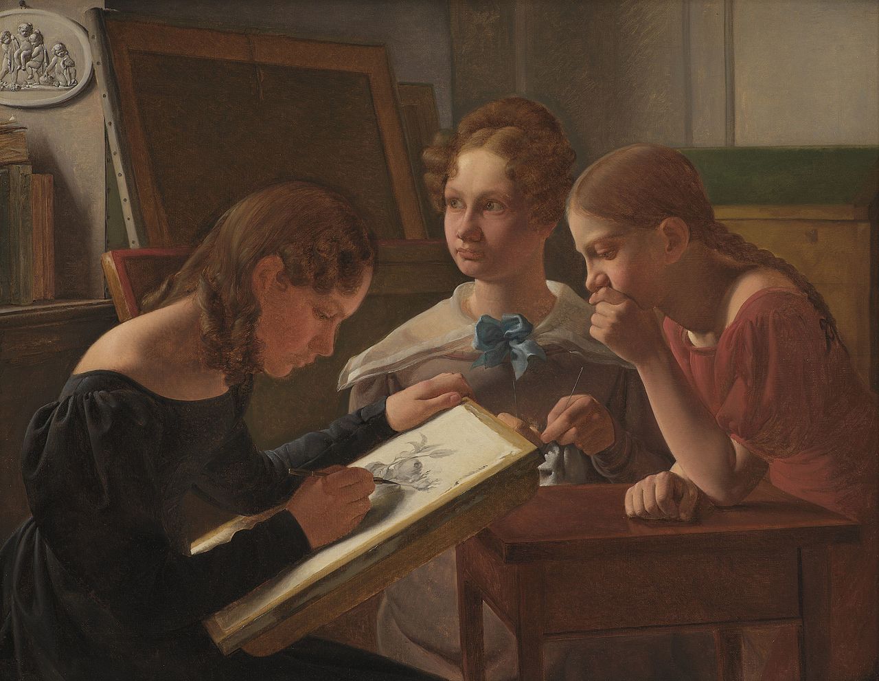 Tre unge Piger. Kunstnerens Søstre Alvilde, Ida, Henriette (1827)&nbsp;<span>(+)</span>