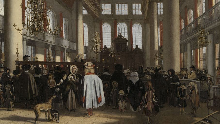 Interiør fra den portugisiske synagogen i Amsterdam (1680)&nbsp;<span>(+)</span>