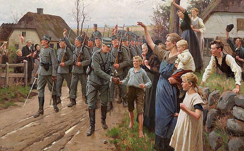 Danske Soldater gaaer over Dybbøl Torsdagen den 6te Maj 1920&nbsp;<span>(+)</span>