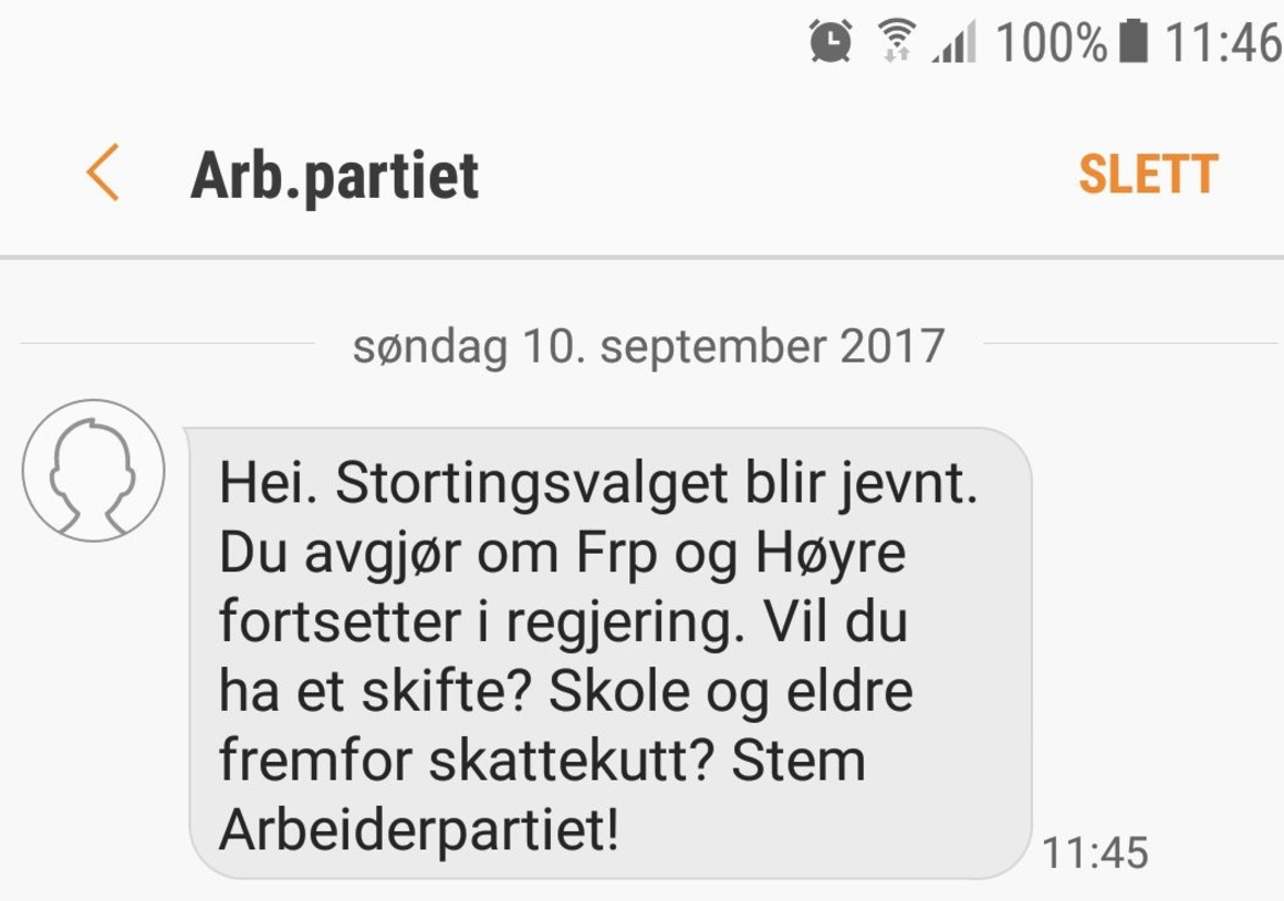 Har du fått SMS fra Arbeiderpartiet idag?&nbsp;<span>(+)</span>