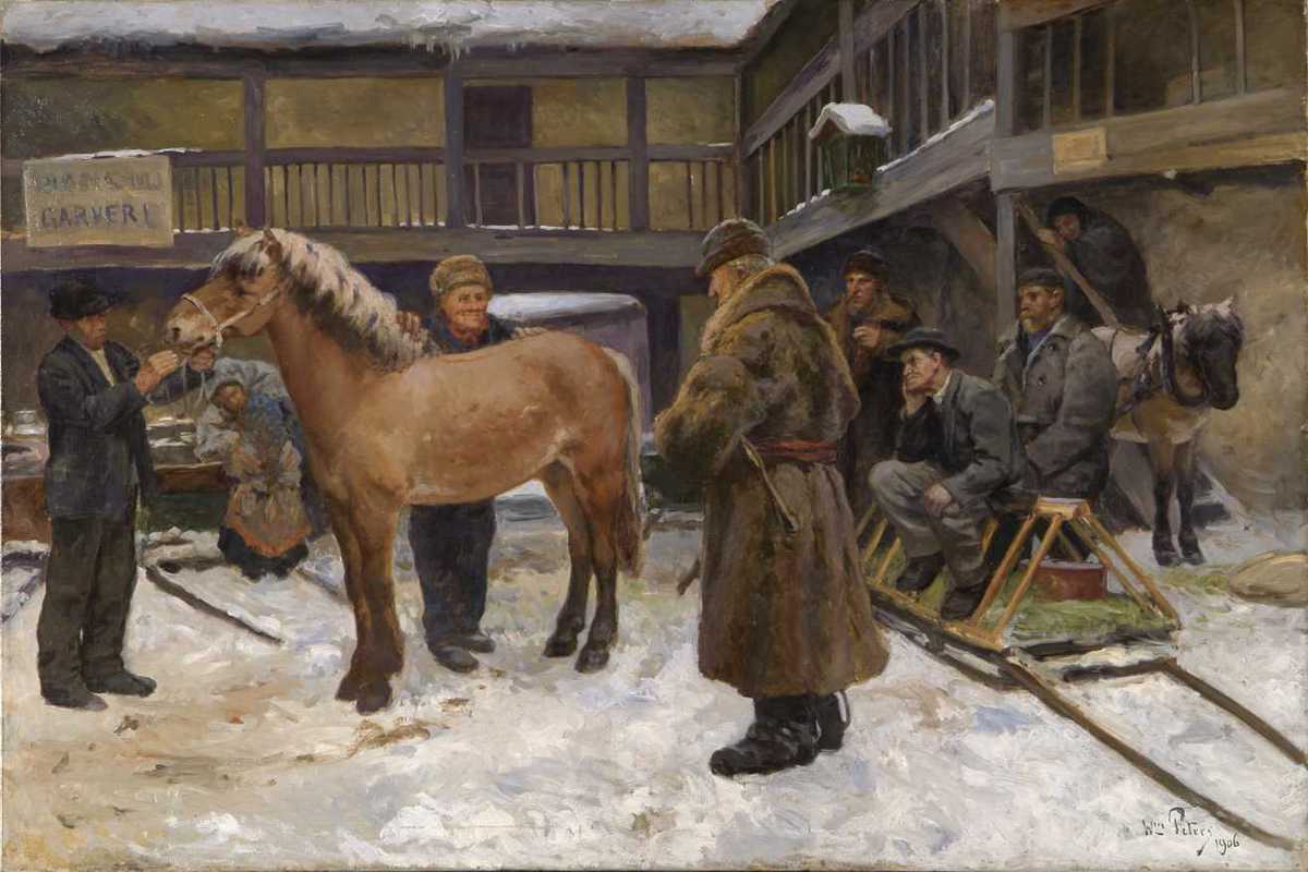 Hestehandel i Brogaden 6, Christiania (1906)&nbsp;<span>(+)</span>