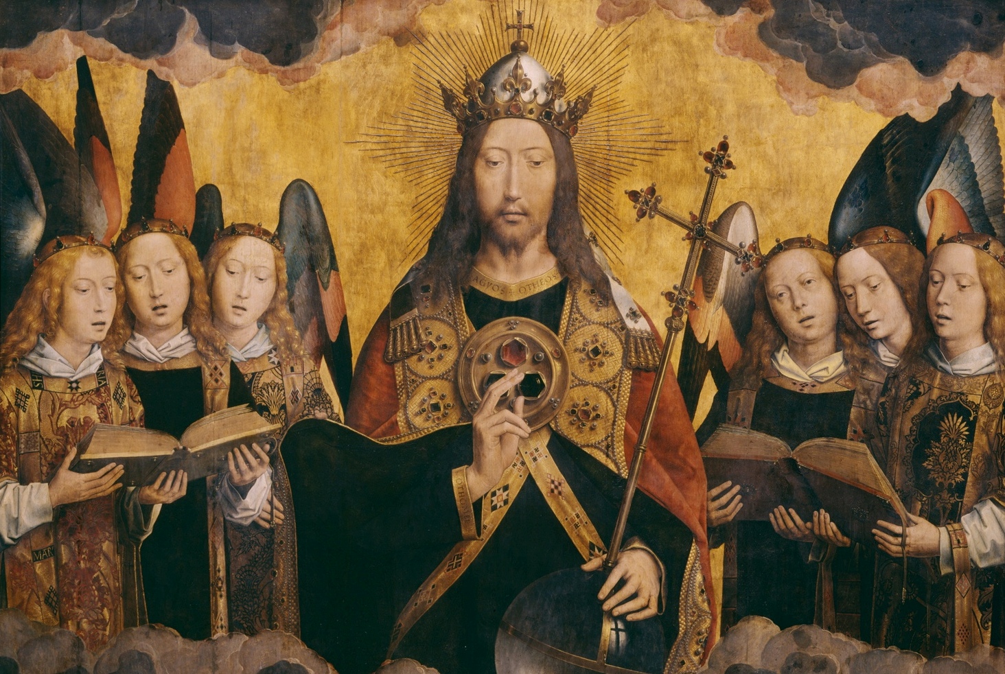 Tronende Kristus med syngende og musiserende engler (c.1480-90)&nbsp;<span>(+)</span>