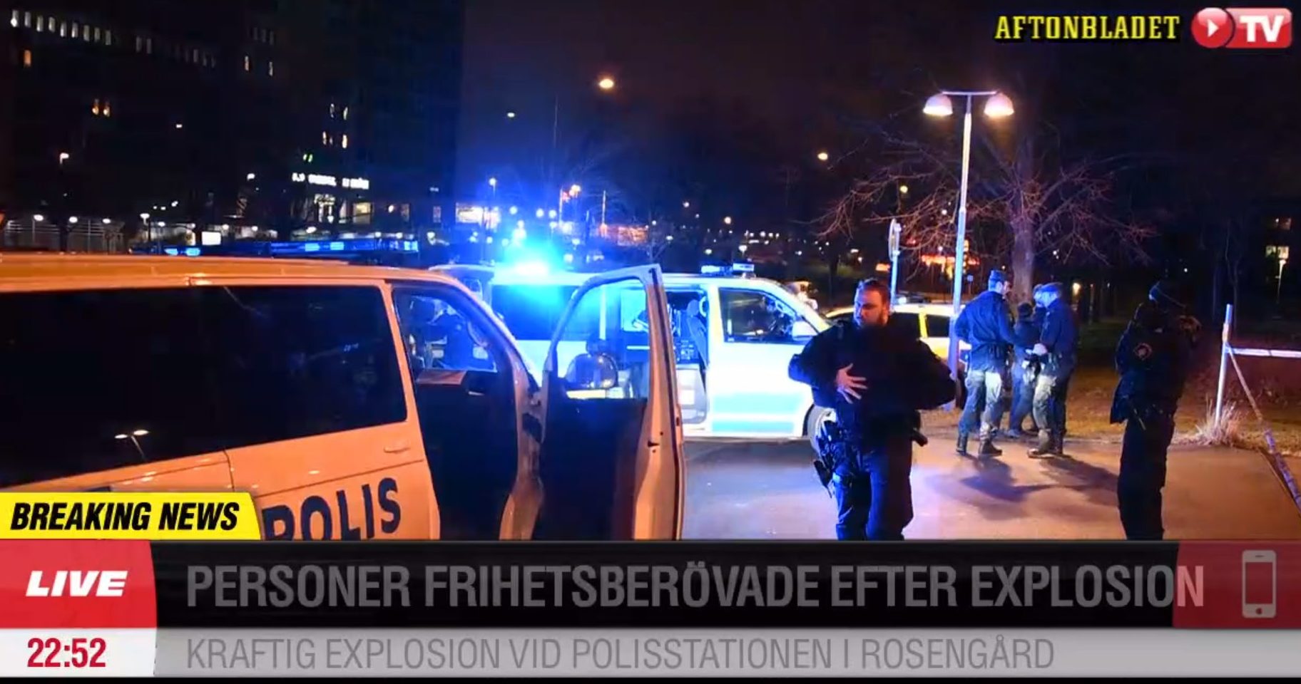 Kraftig eksplosjon ved politistasjon i Malmö - politiet i kriseberedskap&nbsp;<span>(+)</span>