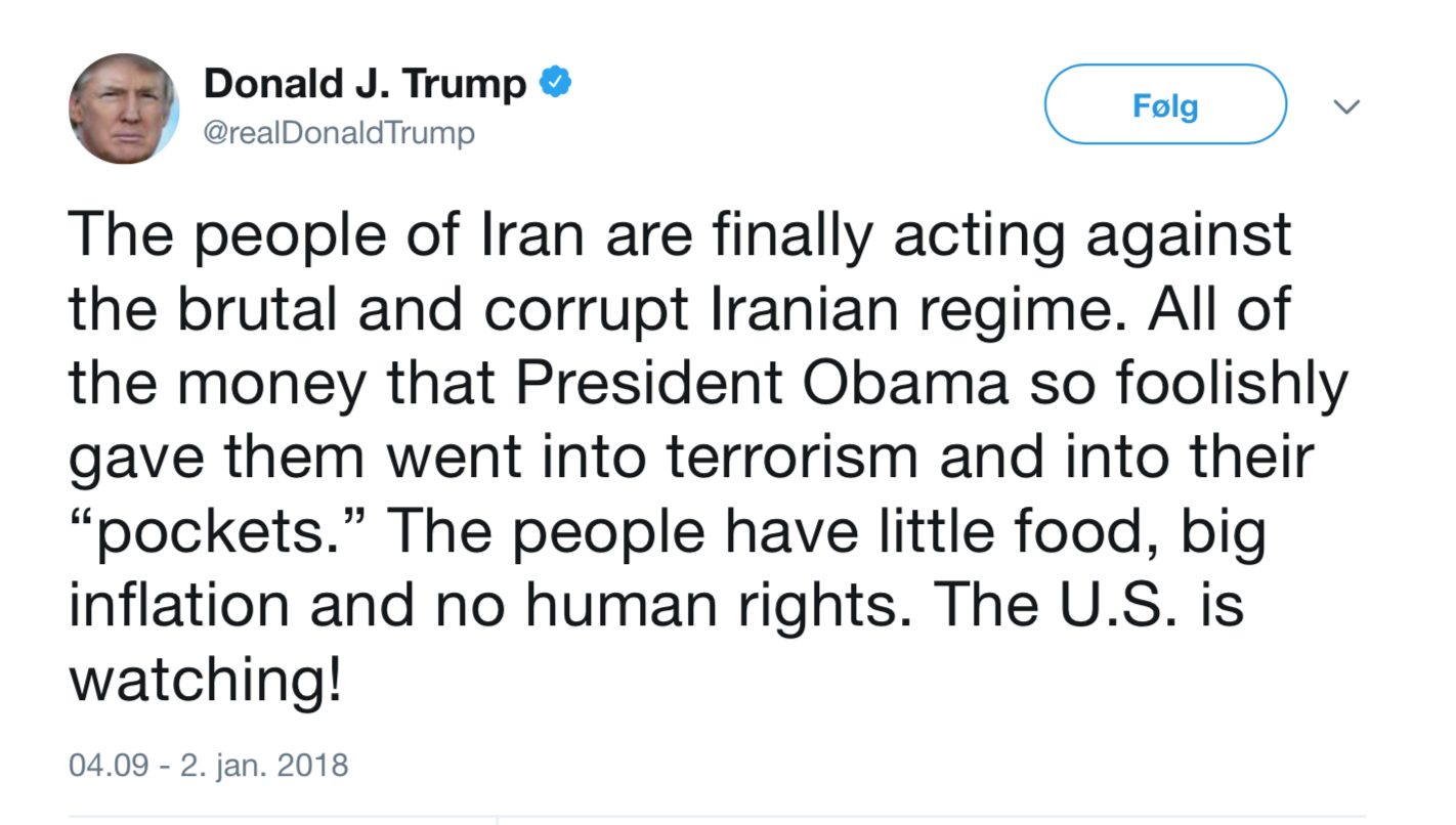 Trump backer iranerne 100 prosent&nbsp;<span>(+)</span>