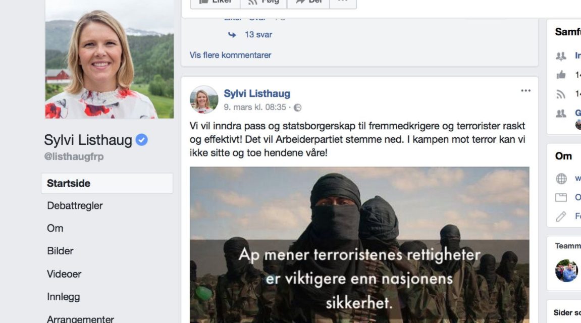Sylvi Listhaug slettet bilde etter krav fra NTB&nbsp;<span>(+)</span>