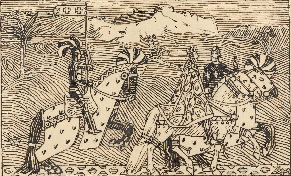 Kong Sigurd og kong Baldvine rir frå Jorsalaborg til Jordan (1895-99)&nbsp;<span>(+)</span>