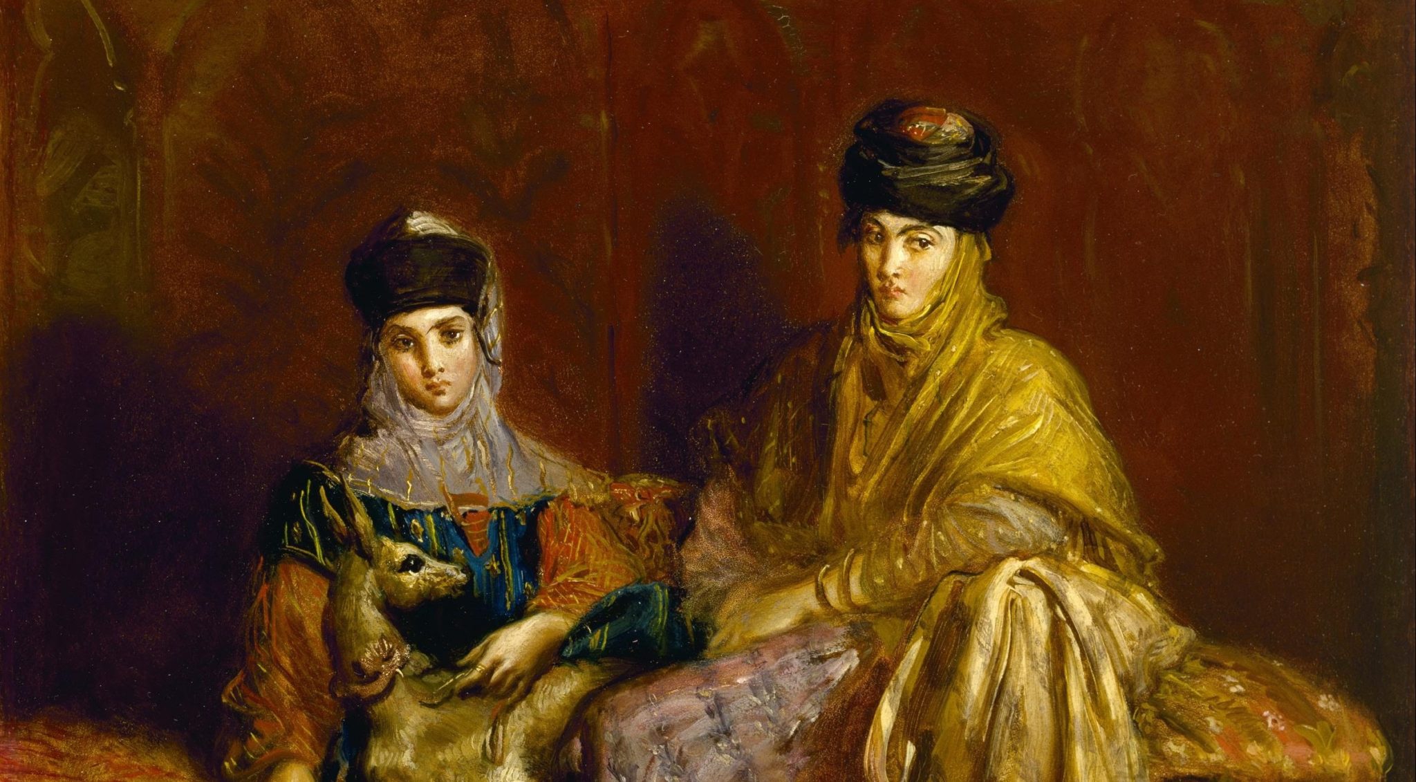 Kvinne og liten pike med gaselle, Constantine (1849)&nbsp;<span>(+)</span>