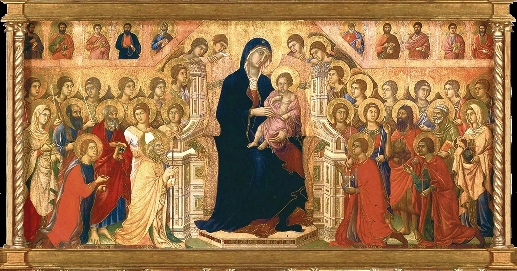 Tronende Madonna med engler, helgener og apostler (1308-11)&nbsp;<span>(+)</span>