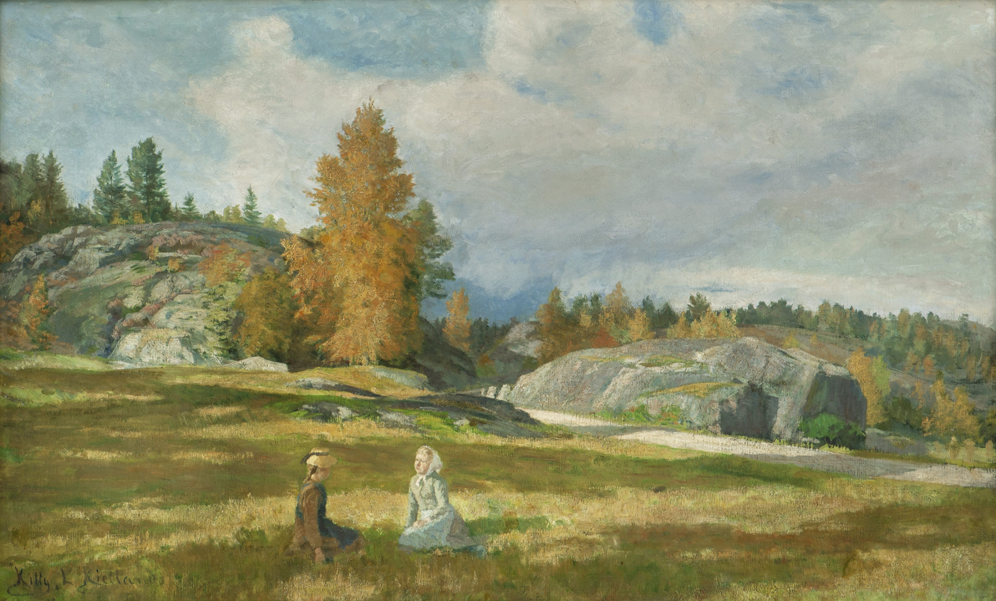To sittende piker på en eng (ikke datert)&nbsp;<span>(+)</span>