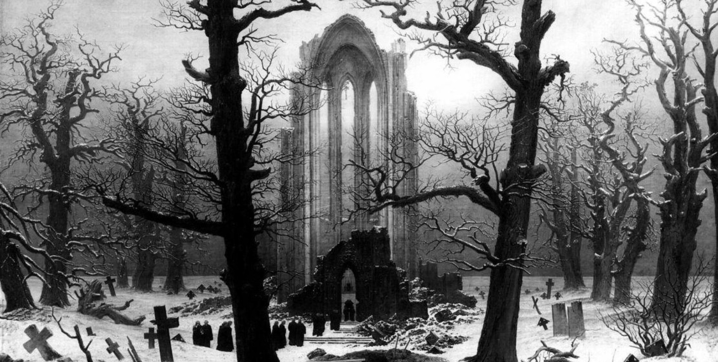 Klosterkirkegård i snøen (c. 1820?)&nbsp;<span>(+)</span>