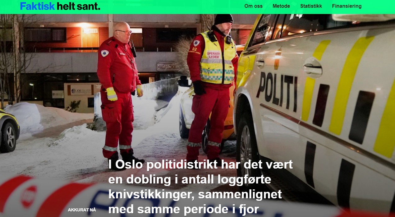 Faktisk.no: I Oslo politidistrikt har det vært en dobling i antall loggførte knivstikkinger, sammenlignet med samme periode i fjor&nbsp;<span>(+)</span>