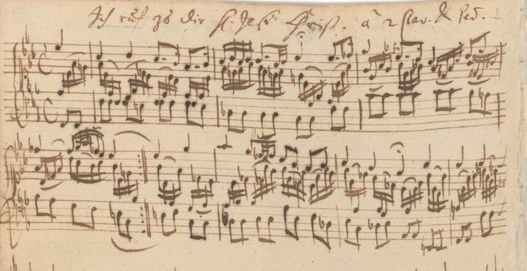 J.S. Bachs manuskript til orgelkoral BWV 639 - Ich ruf' zu dir, Herr Jesu Christ&nbsp;<span>(+)</span>