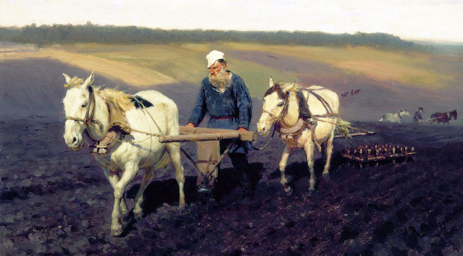 Forfatteren Lev Tolstoj ved plogen (1887)&nbsp;<span>(+)</span>