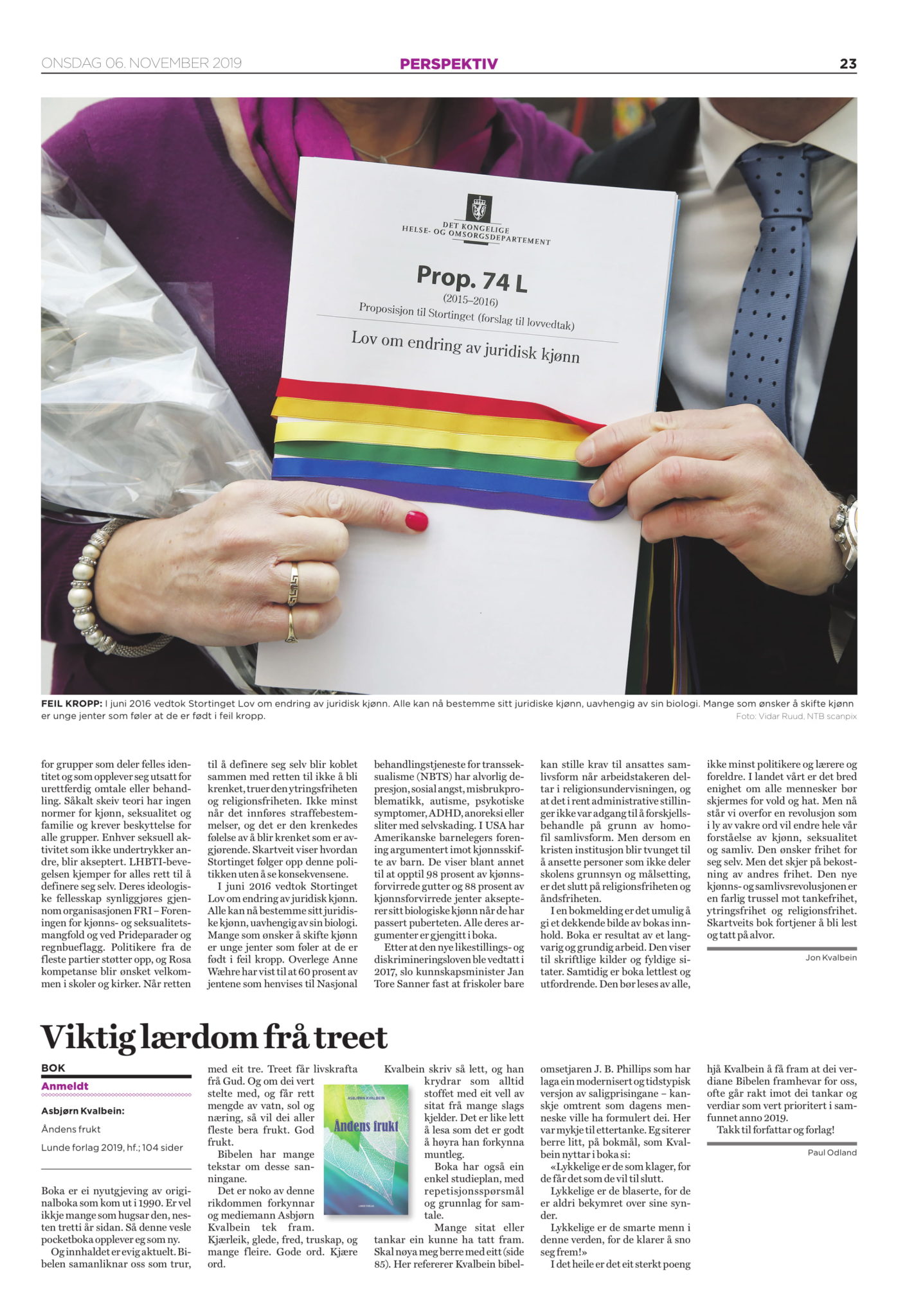Normløst anmeldt i Dagen, side 23