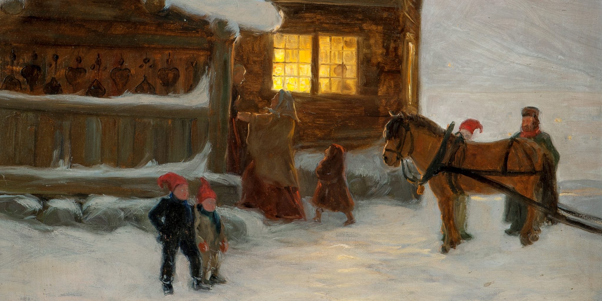 Fjellgård med folkeliv, vinter (ikke datert)&nbsp;<span>(+)</span>