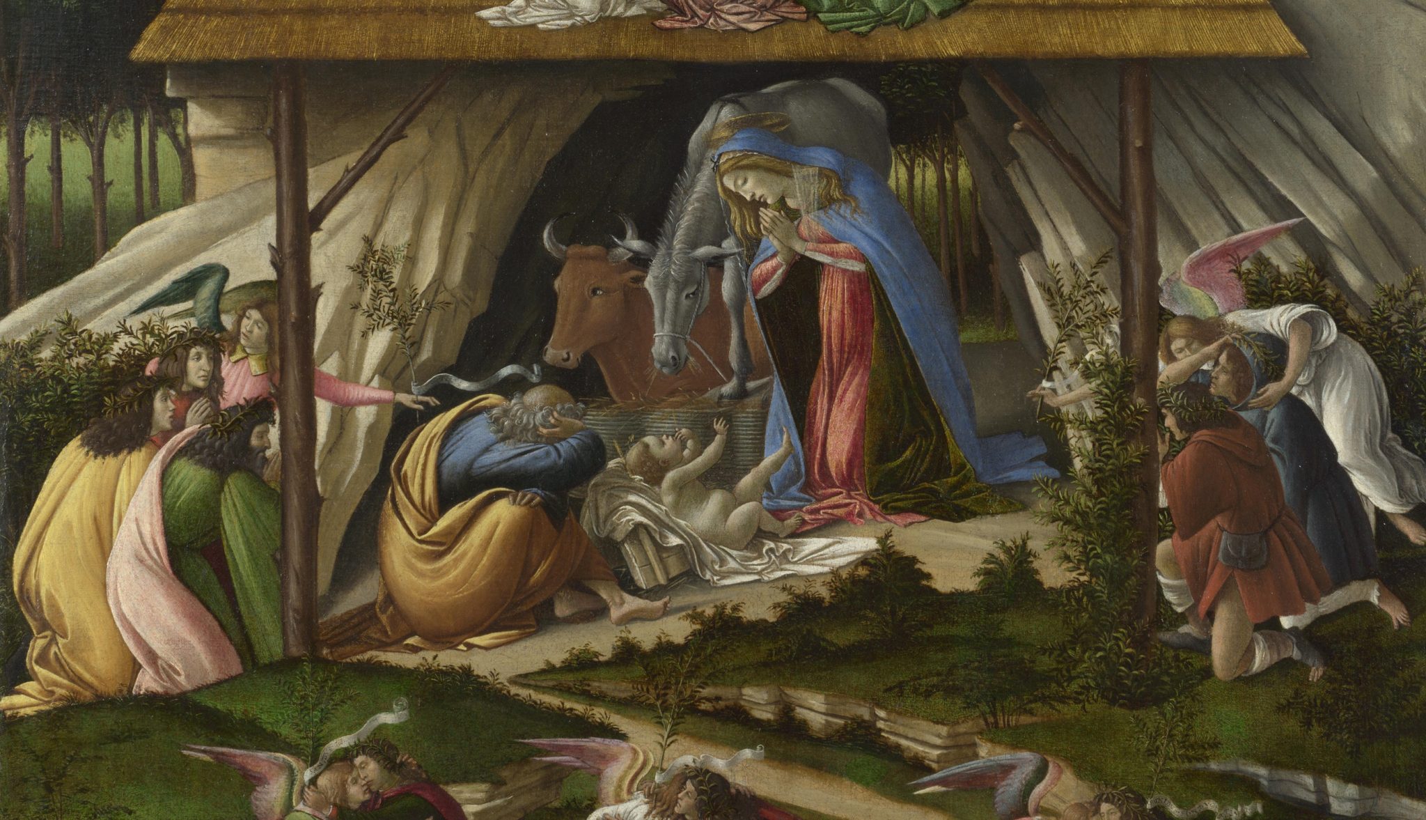 сандро боттичелли рождение христа. сандро боттичелли рождество христово. сандро боттичелли мистическое рождество 1501. сандро боттичелли мистическое рождество 1501. мистическое рождение боттичелли.