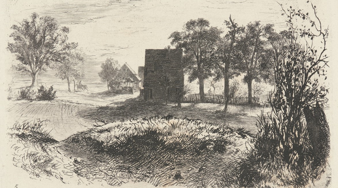 Landskap med tre hytter (c. 1844)&nbsp;<span>(+)</span>