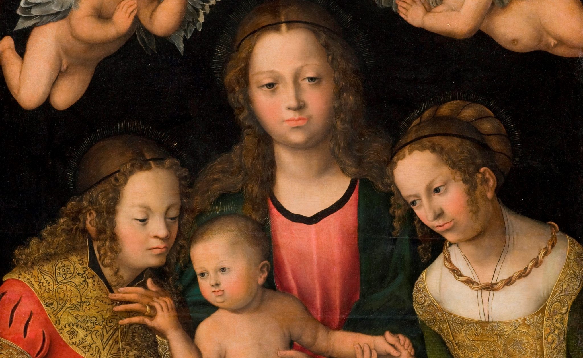 Maria og barnet med englebarn og helgeninner  (c. 1510-12)&nbsp;<span>(+)</span>
