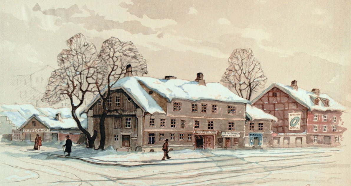 Pilestredet 18 (Peckel-gården) i januar 1940&nbsp;<span>(+)</span>