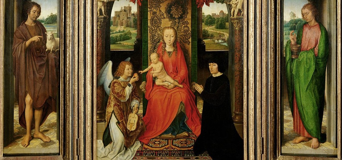 Tronende Madonna med Johannes Døperen og apostelen Johannes (c. 1485-90)&nbsp;<span>(+)</span>