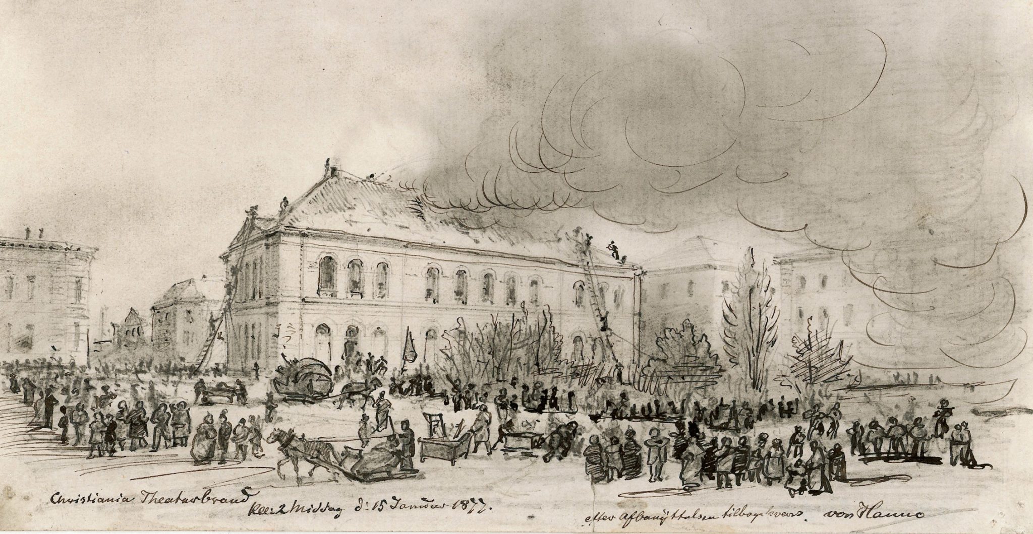 Christiania Theaterbrand kl. 2 Middag d: 15 Januar 1877&nbsp;<span>(+)</span>