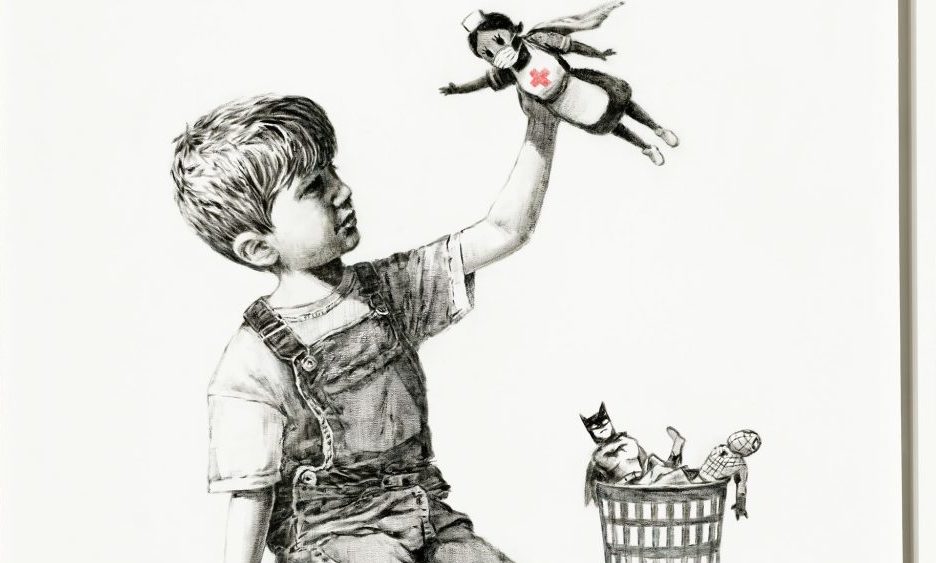 Coronakunst: Banksy's hyldest til det britiske sundhedsvæsen solgt for 20 millioner dollars&nbsp;<span>(+)</span>