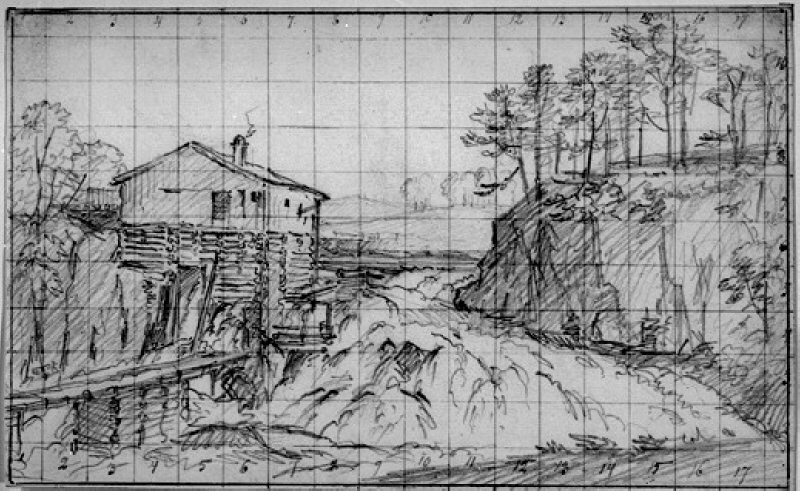Brekkefossen i Akerselven, Christiania (1827)&nbsp;<span>(+)</span>