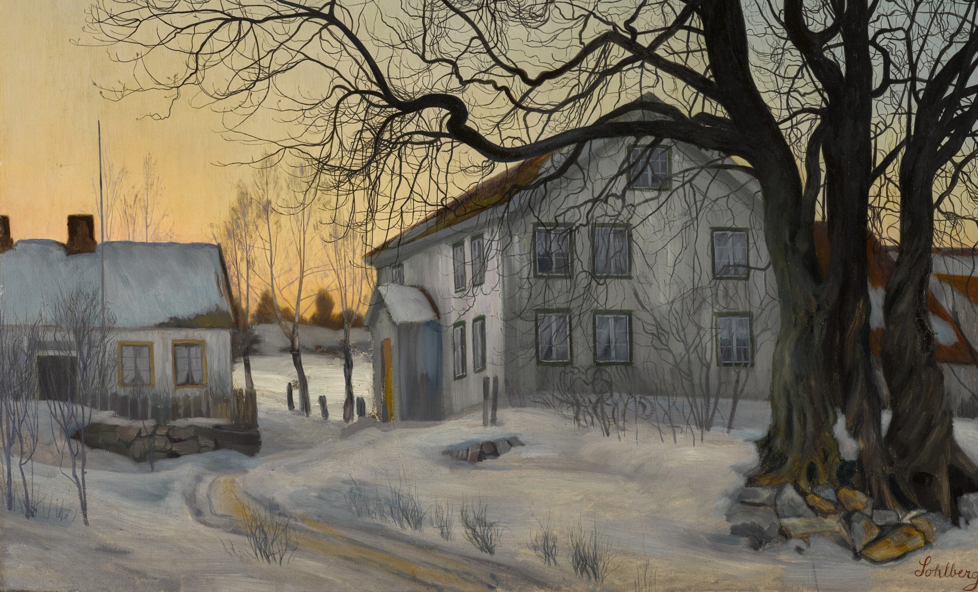 Den gamle Kapteinsgaard, Vintereftermiddag  (1909)&nbsp;<span>(+)</span>
