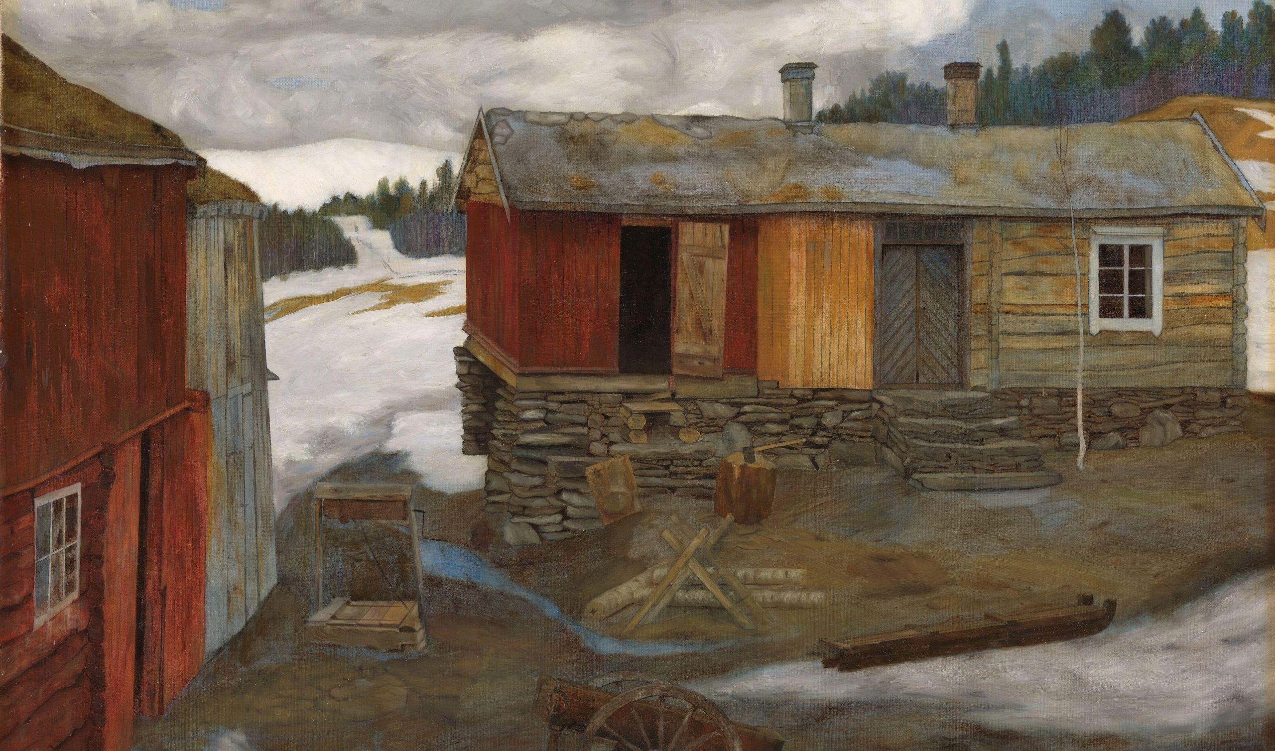 Gårdstun i sneløsningen, Røros (1905)&nbsp;<span>(+)</span>