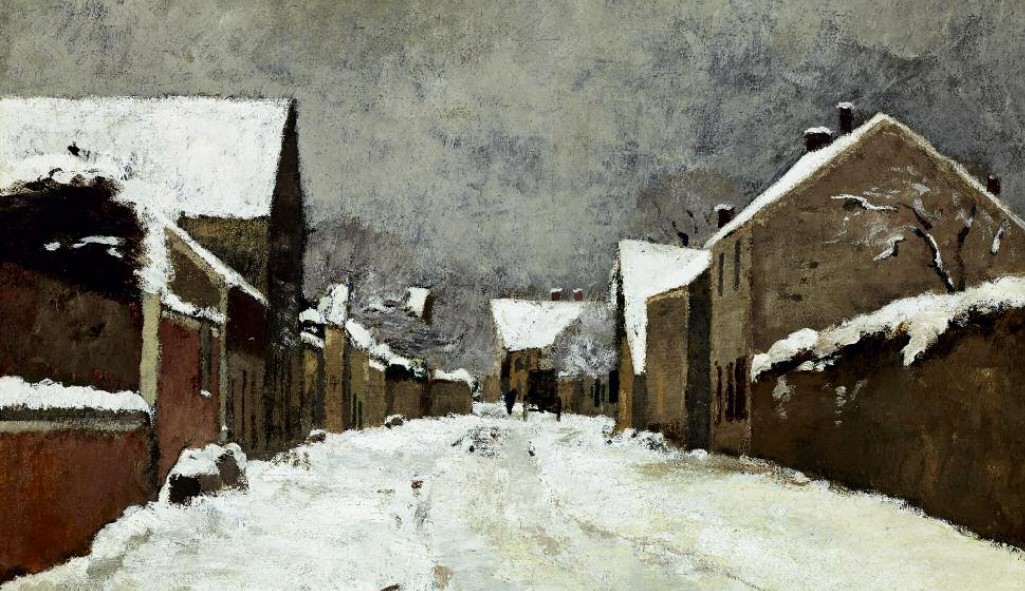 Snødekket gate i Barbizon (1873)&nbsp;<span>(+)</span>