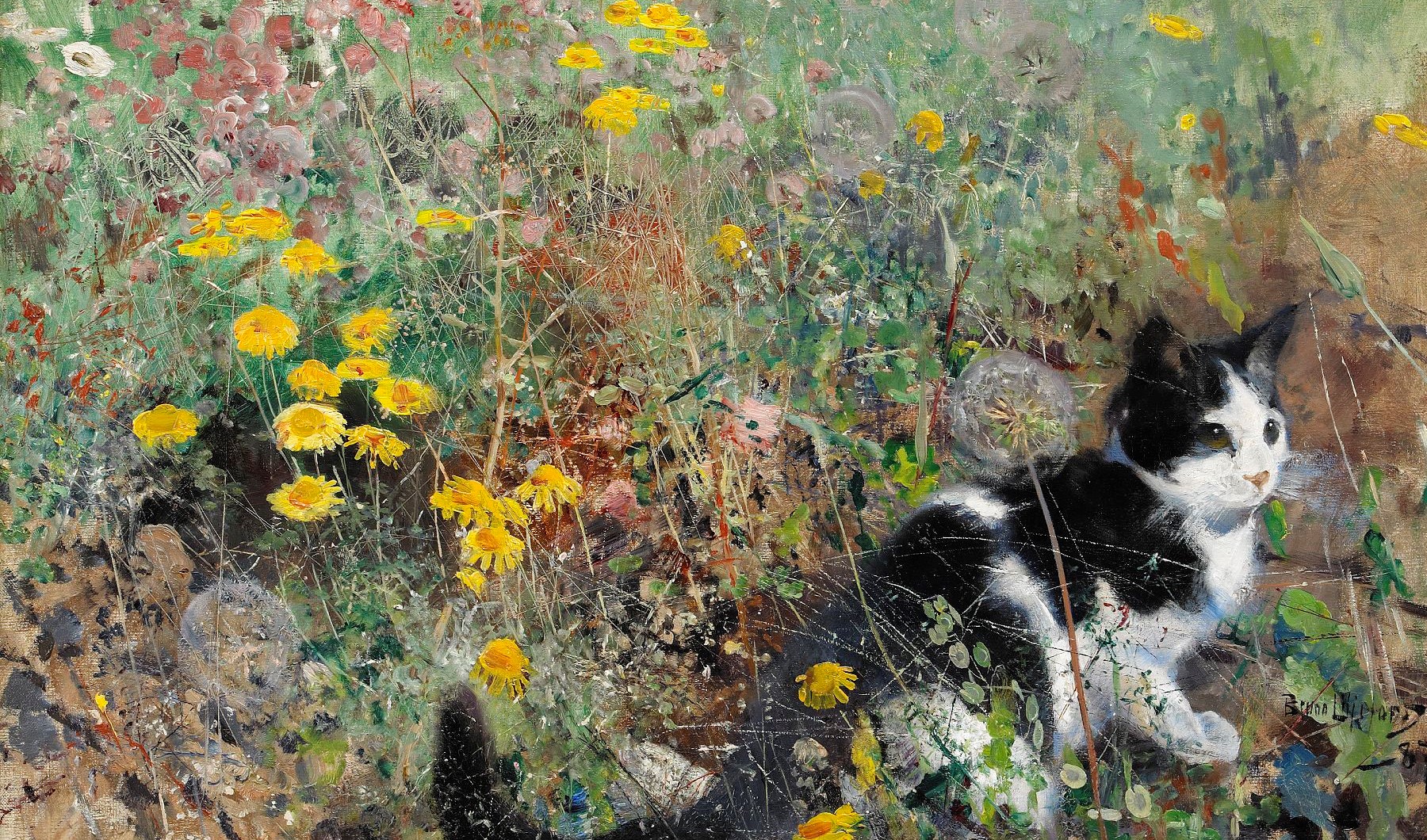 Katt på blomsteräng (1887)&nbsp;<span>(+)</span>