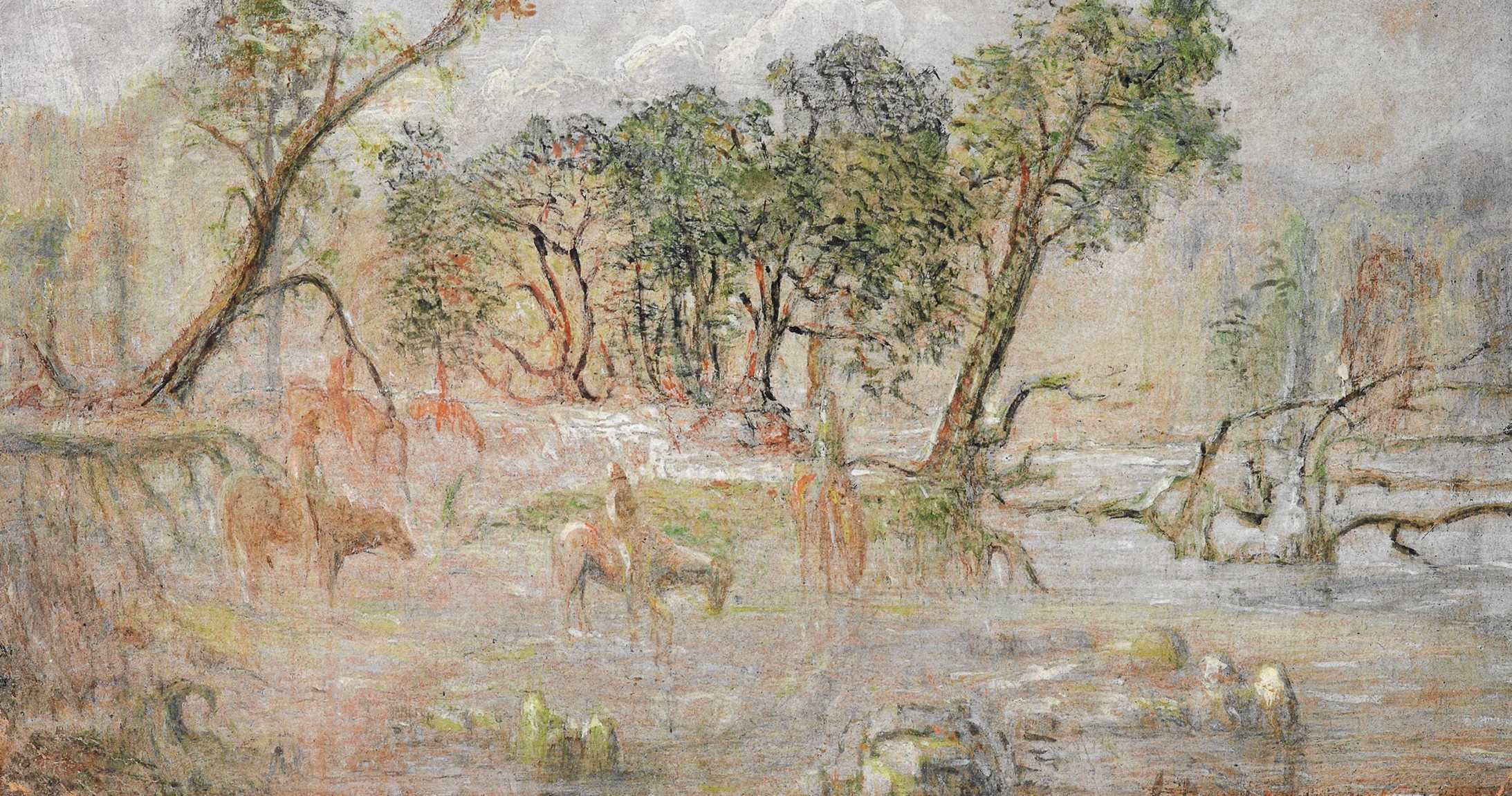 Sumplandskap med ryttere (1890-tallet?)&nbsp;<span>(+)</span>