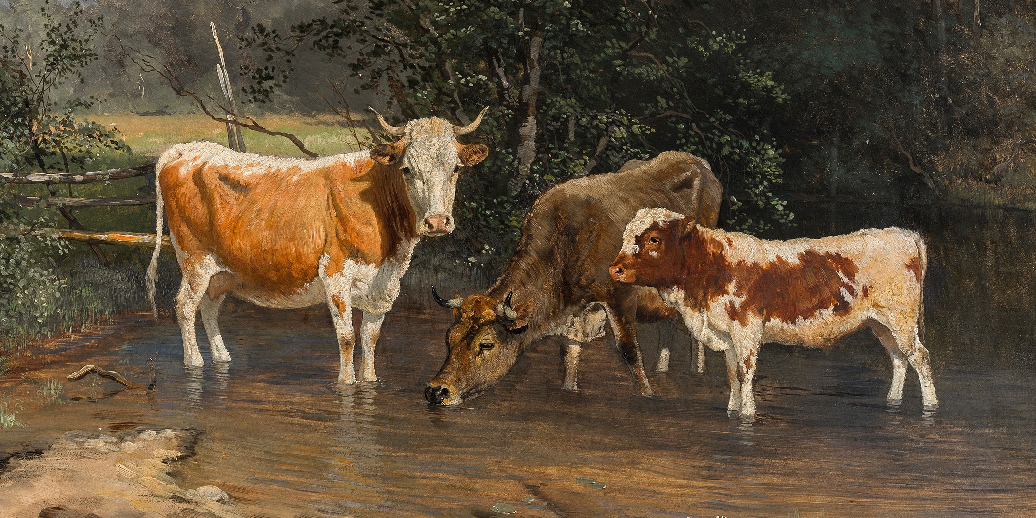 Kyr ved vannings-stedet (1880)&nbsp;<span>(+)</span>