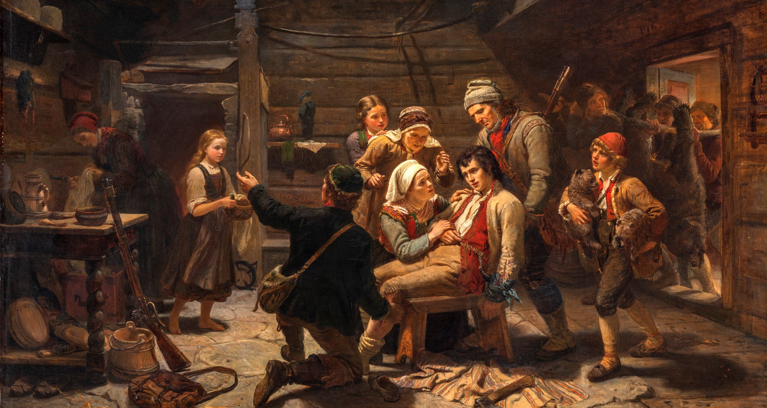 Den sårede bjørnejeger (1858)&nbsp;<span>(+)</span>