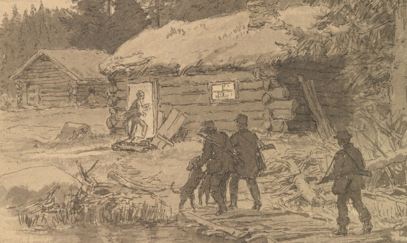Illustrasjon til P. Chr, Asbjørnsens "En Tiurleg i Holleia" (1878-79)&nbsp;<span>(+)</span>