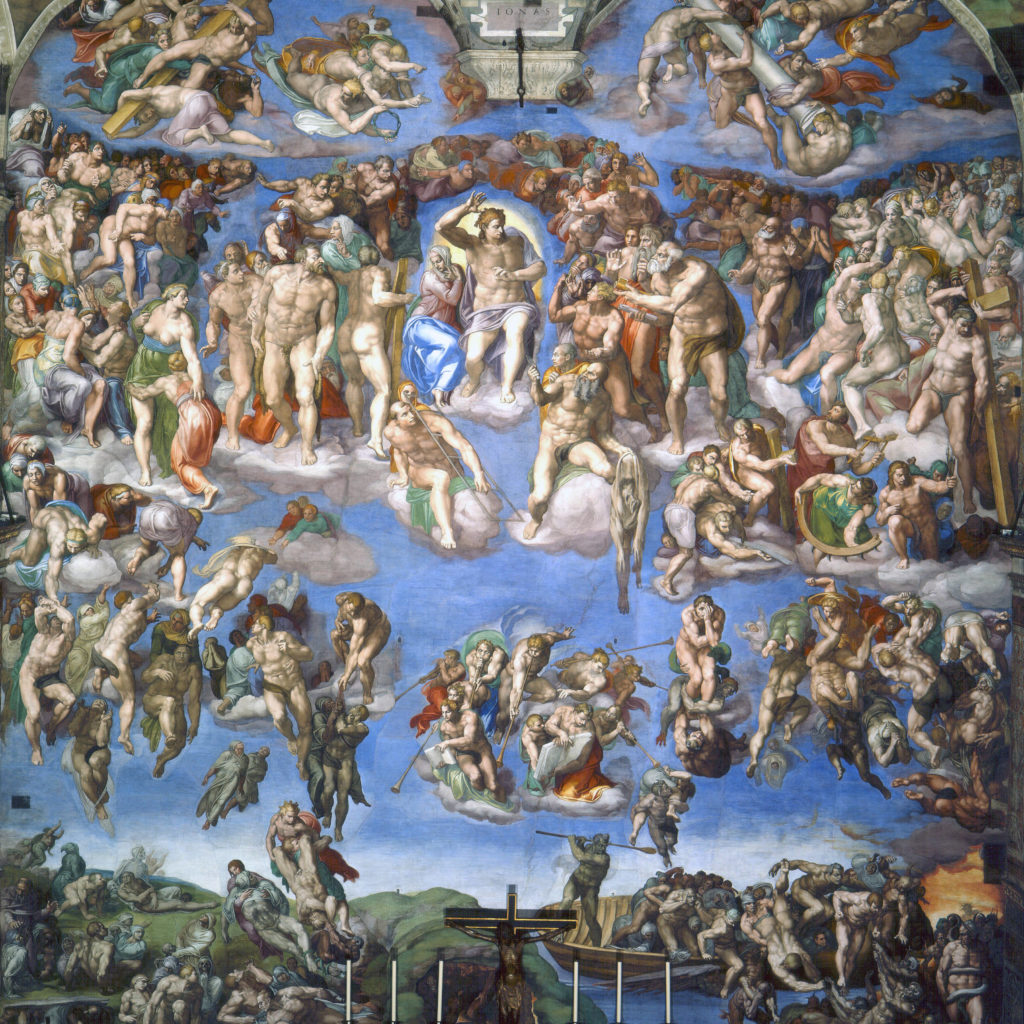 Michelangelo (1475 – 1564), «Dommedag». Freske i Det sixtinske kapell, Vatikanet.