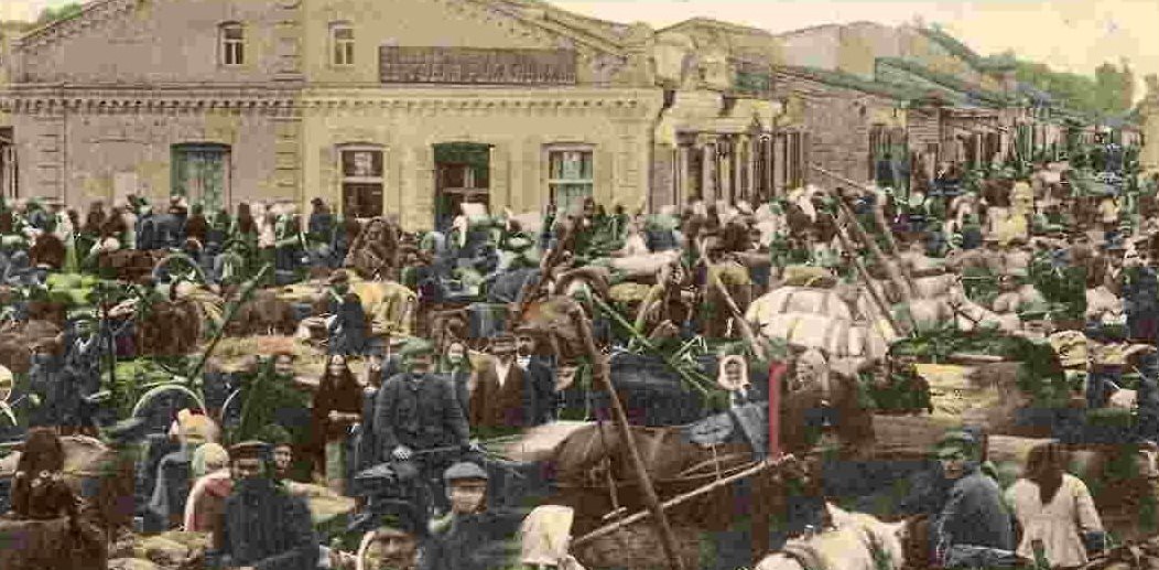 Basarplassen i Rzjisjtsjev, en schtetl i Ukraina (c.1910)&nbsp;<span>(+)</span>