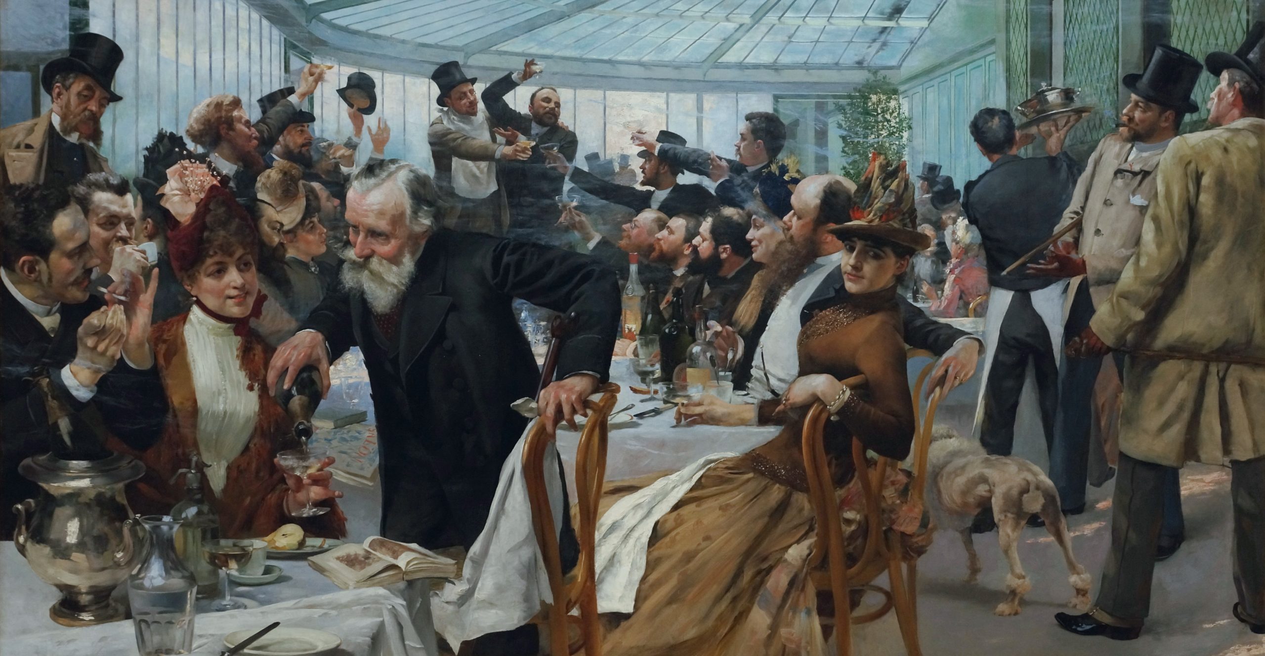 Skandinaviska konstnärernas frukost i Café Ledoyen, Paris - Fernissningsdagen 1886.&nbsp;<span>(+)</span>