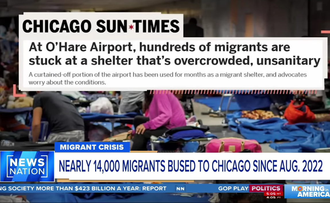 Bidens Amerika: Hundrevis av migranter bor på Chicagos O'Hare flyplass&nbsp;<span>(+)</span>