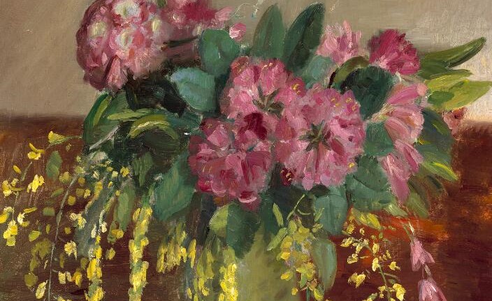 Rhododendron og gullregn i en grønn vase (1914).&nbsp;<span>(+)</span>
